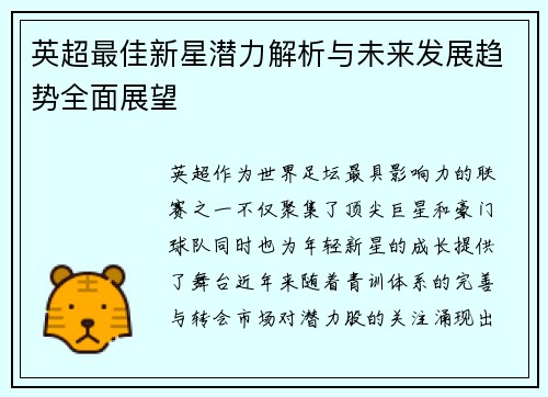 英超最佳新星潜力解析与未来发展趋势全面展望